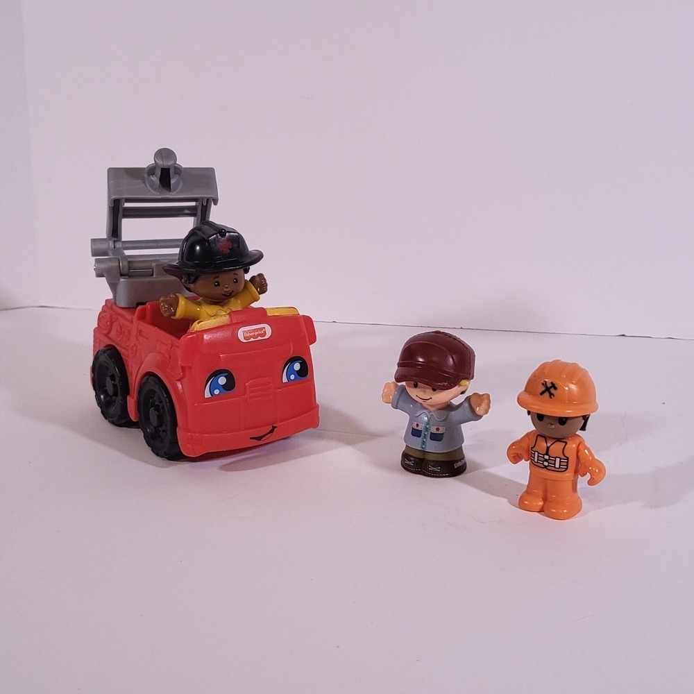 Fisher Price Little People Fire Truck Vehicle Firefighter Worker Figures 2018-19 - Picture 3 of 6